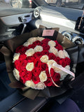 50 Naomi Red & White Roses