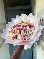 50 Roses with Wax Flower