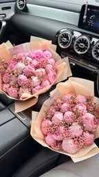 25 Pink Peonies with Wax Flower