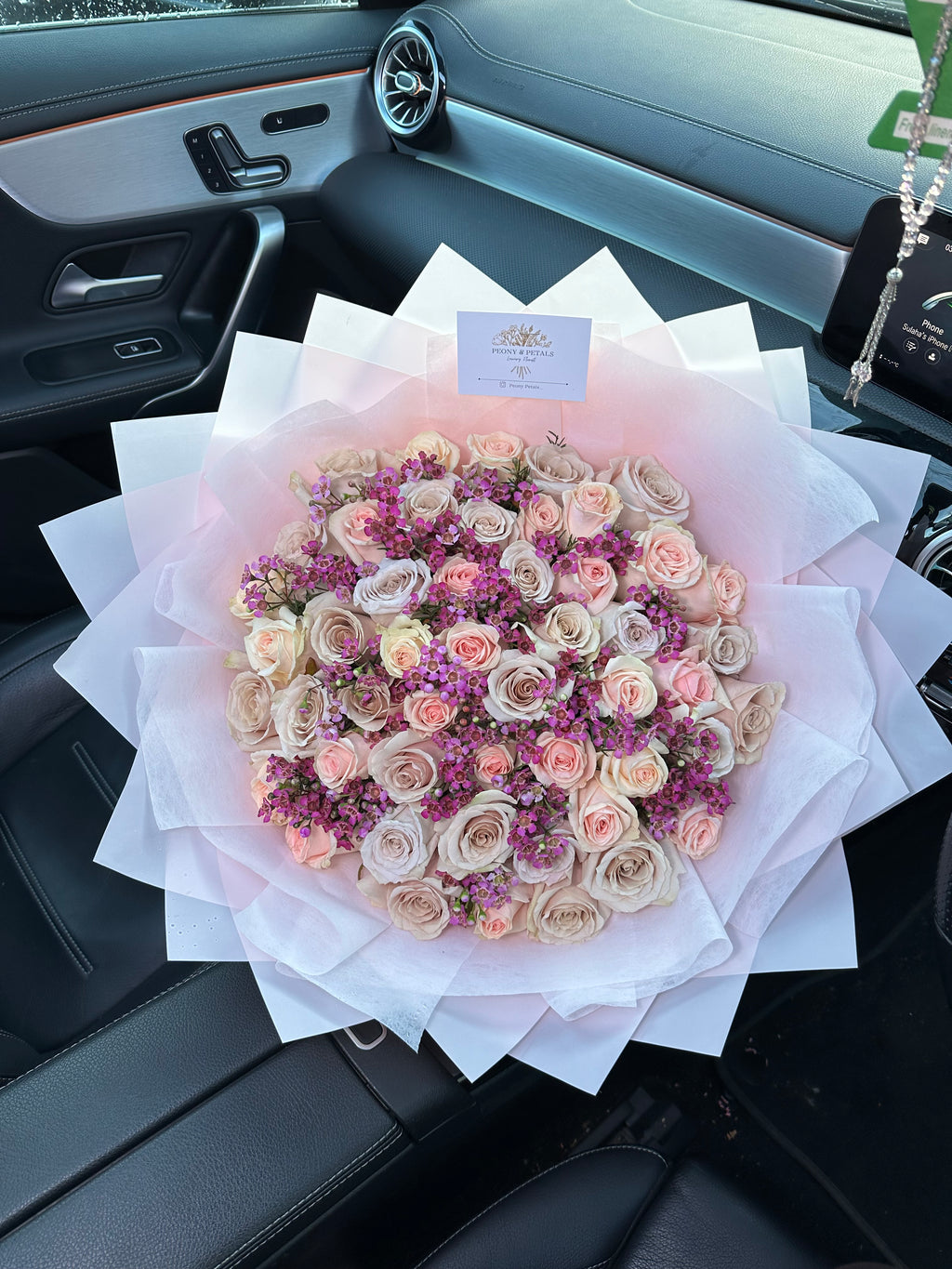 50 Roses with Wax Flower