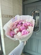 15 Peony Stems with Wax Flower | Mixed
