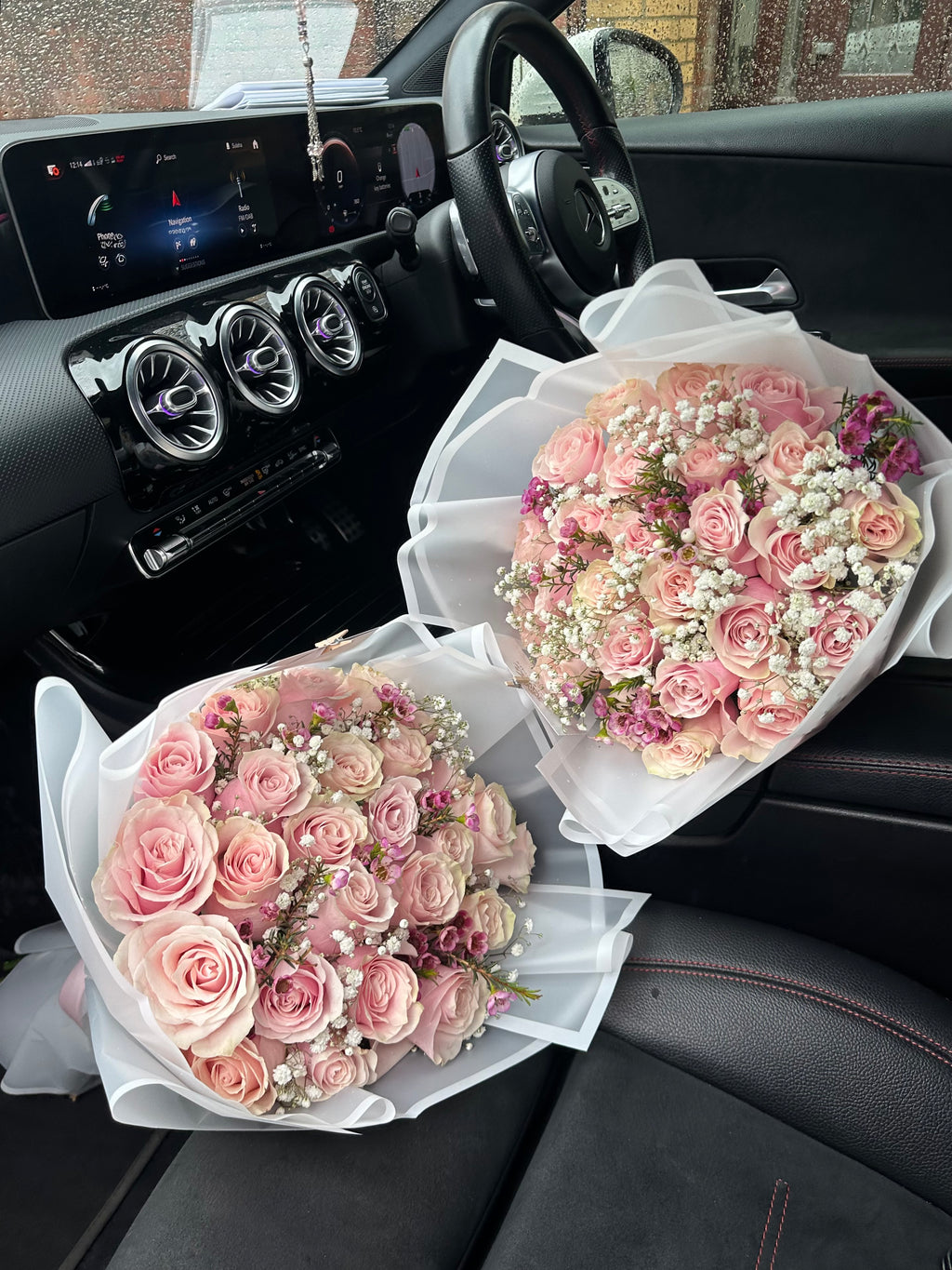 25 Mondial Pink Roses with filler |
