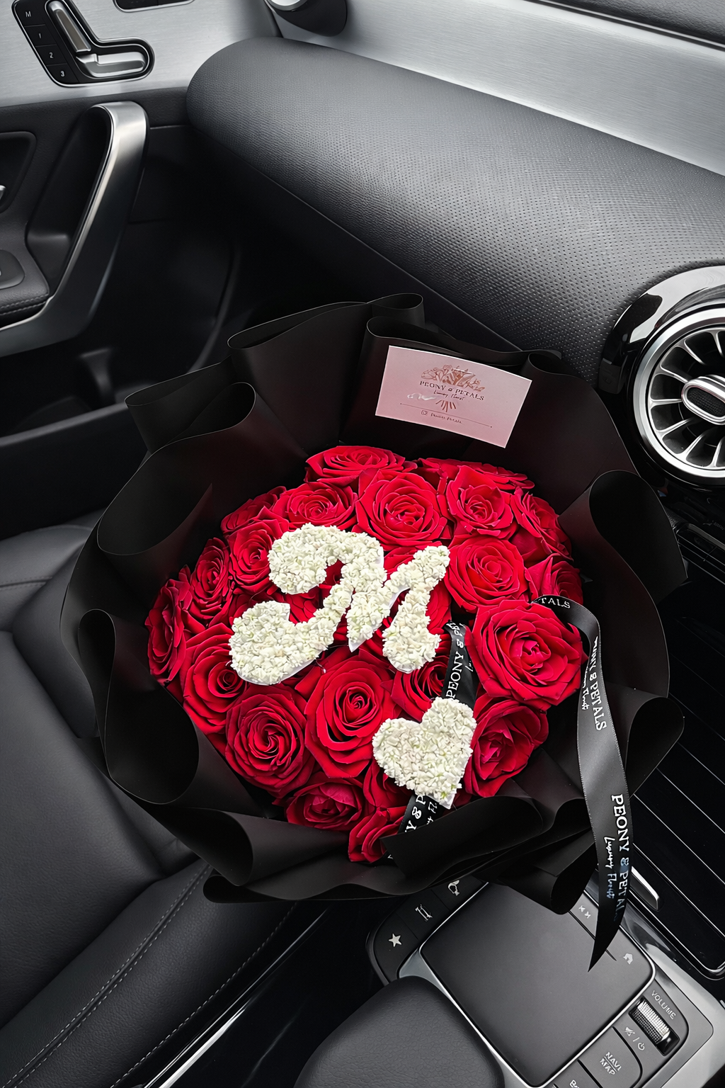 20 Naomi Red Roses with Gyp Initial & Heart |