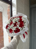 10 Naomi Red Roses with Gyp inbetween