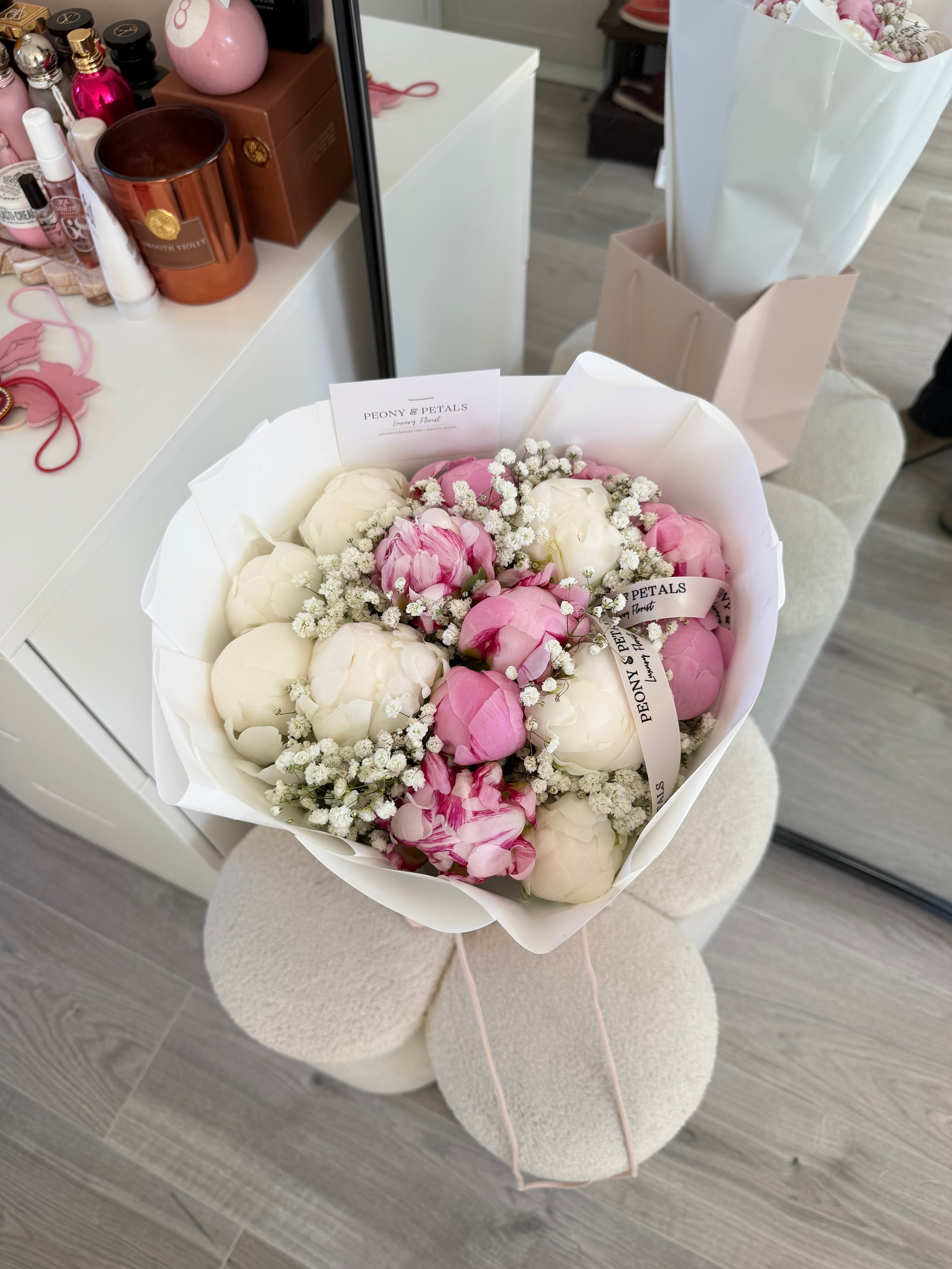 15 Peony Stems with Gyp | Mixed