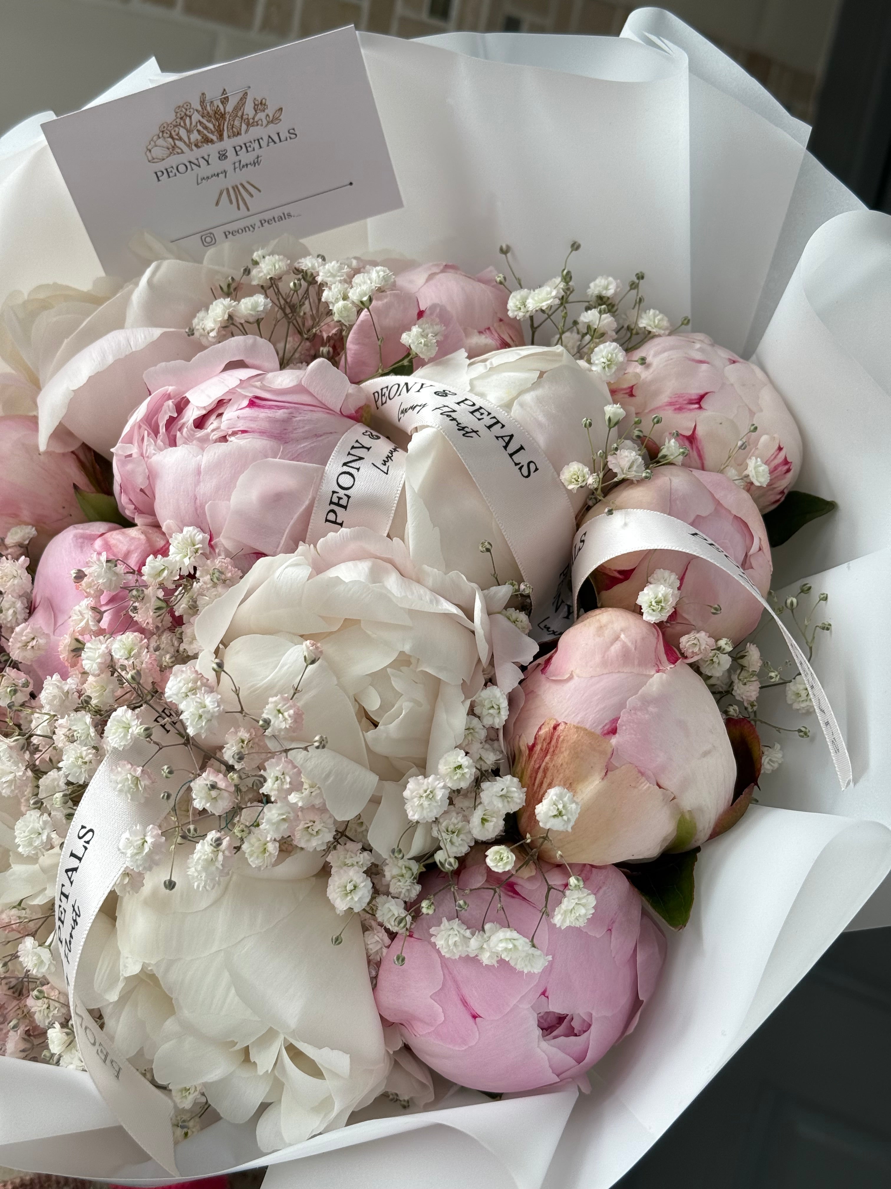 15 Peony Stems with Gyp | Mixed