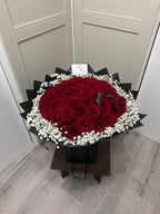 50 Naomi Red Roses with Gyp Edge |