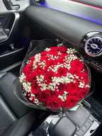 40 Naomi Red Roses with Gyp In-between