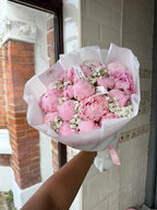 15 Pink Peony Stems with Gyp