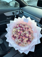 50 Roses with Wax Flower