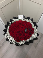 50 Naomi Red Roses with Gyp Edge |