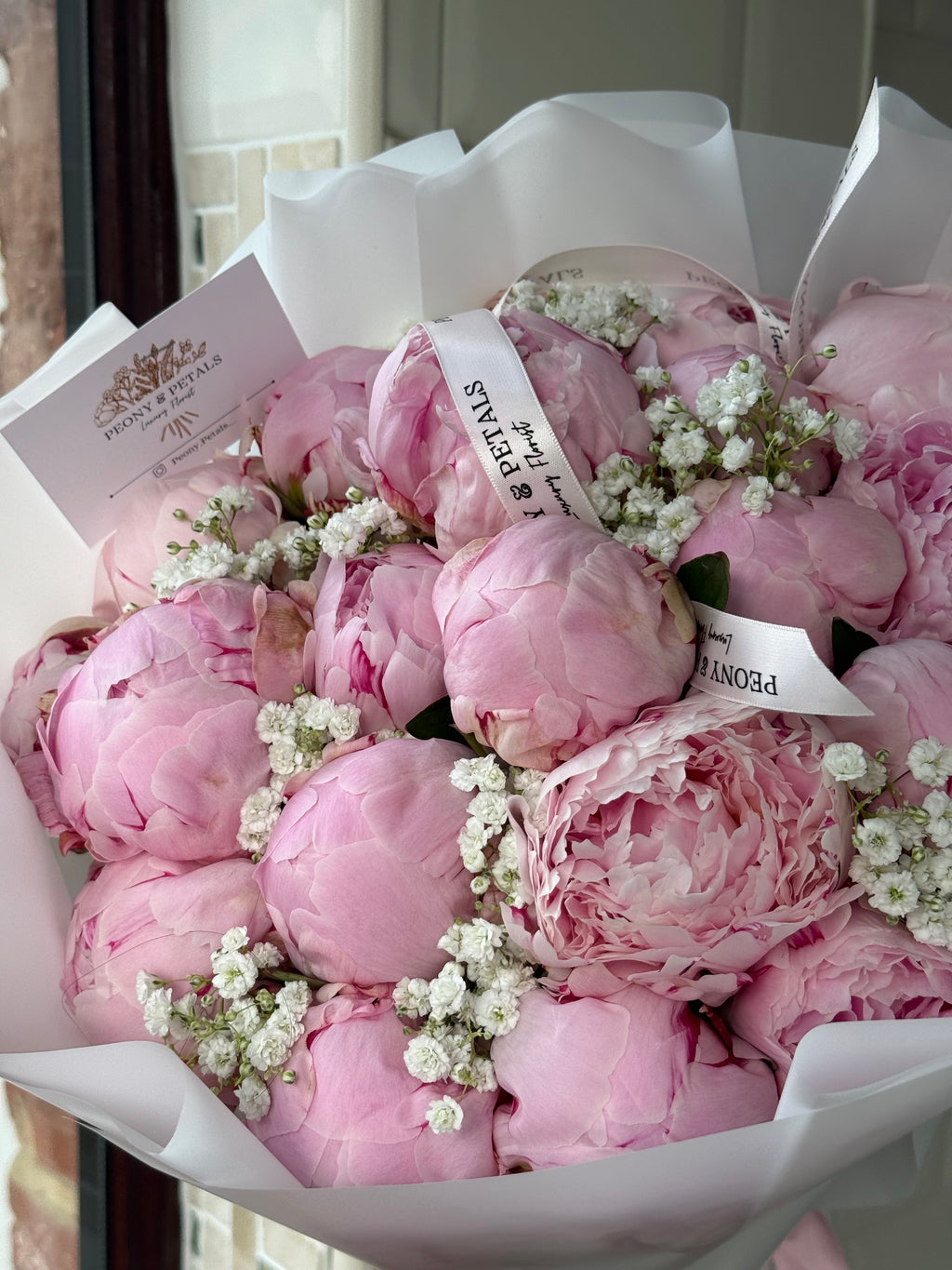 15 Pink Peony Stems with Gyp