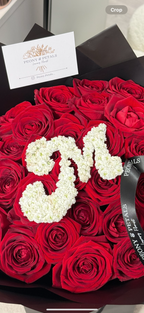 10 Naomi Red Roses with Initial and Gyp Edge